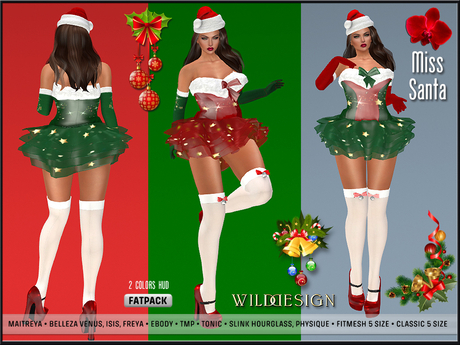 Second Life Marketplace - [Wildfloverr Design] Miss Santa Sexy Dress